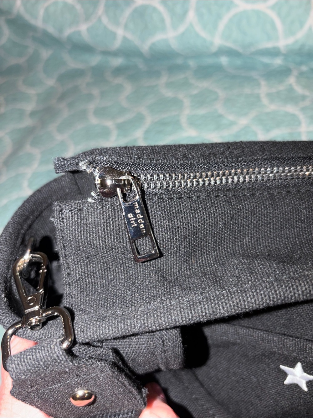 Madden Girl Black Canvas Messenger Tote - Picture 5 of 9